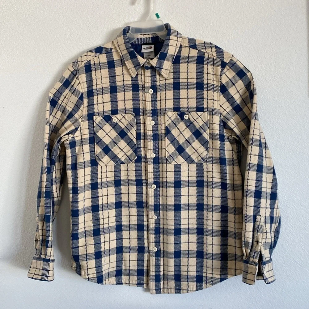 The North Face Men’s Valley Twill Thick Flannel Shirt in Plaid Pattern Size L